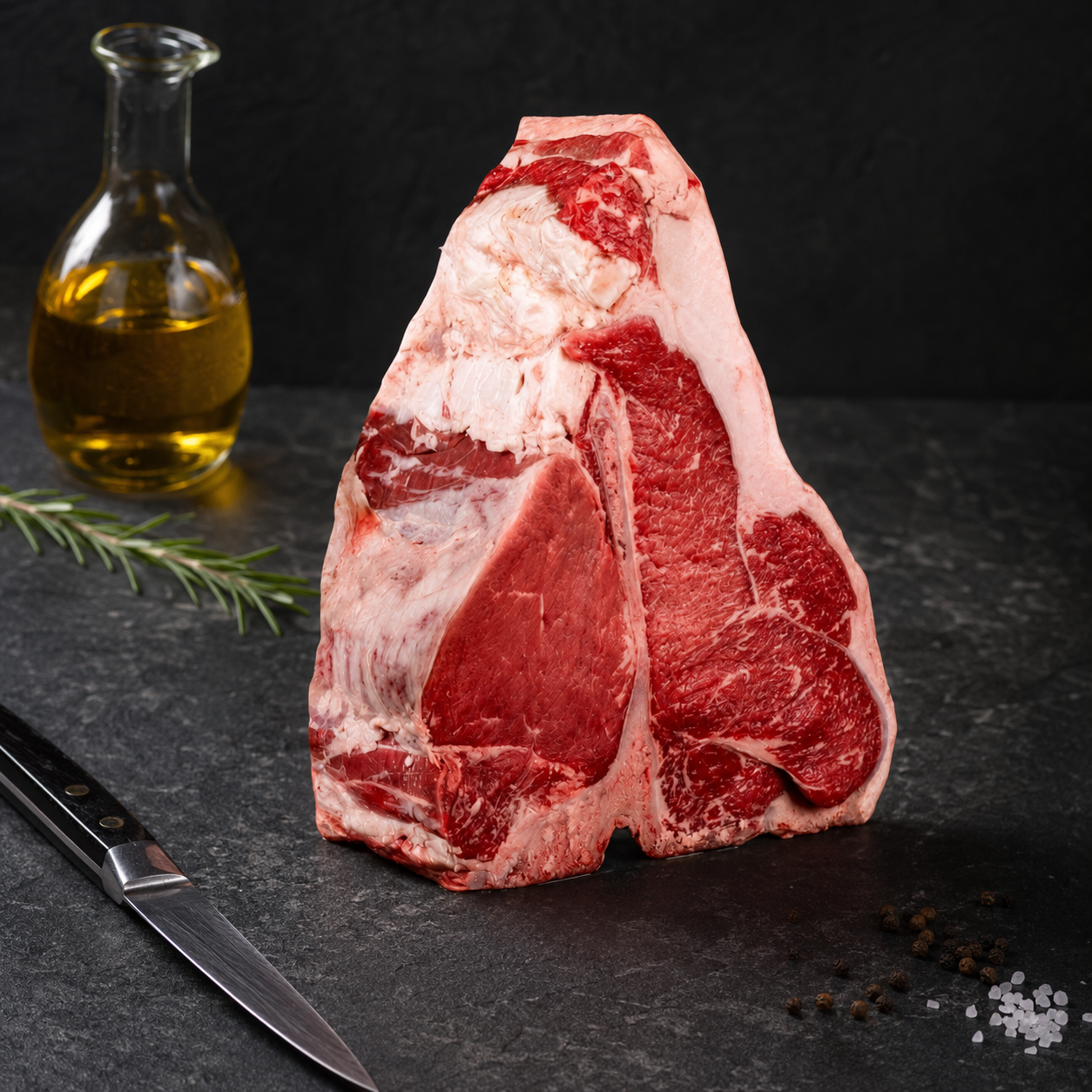 Αυθεντική Bistecca alla Fiorentina Ιταλίας με φιλέτο, κόντρα φιλέτο και κόκαλο. Ιδανική για σχάρα, κάρβουνα και σερβίρισμα σε φέτες.