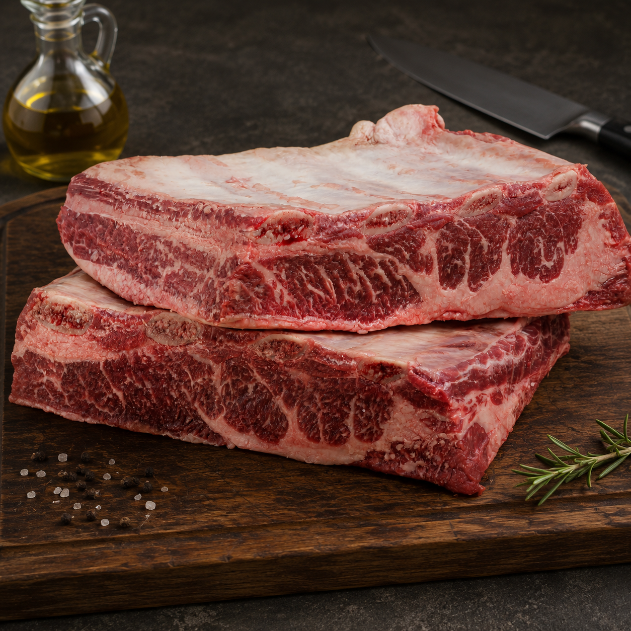 Chuck Short Ribs Black Angus Choice Creekstone USA, με πλούσια κρεάτινη γεύση. Ιδανικά για καπνιστήρι, barbecue, φούρνο και low &amp; slow.