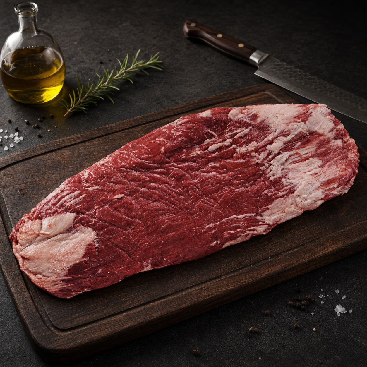 Flank Steak Black Angus Prime Grain Fed Creekstone USA, ιδανικό για σχάρα, τηγάνι, tacos και fajitas. Σερβίρεται κομμένο σε λεπτές φέτες.