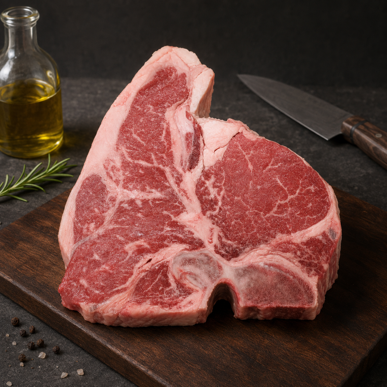 Porterhouse Black Angus Prime Grain Fed Creekstone USA, με Striploin και Tenderloin στην ίδια κοπή. Ιδανική για σχάρα, κάρβουνα και reverse sear.
