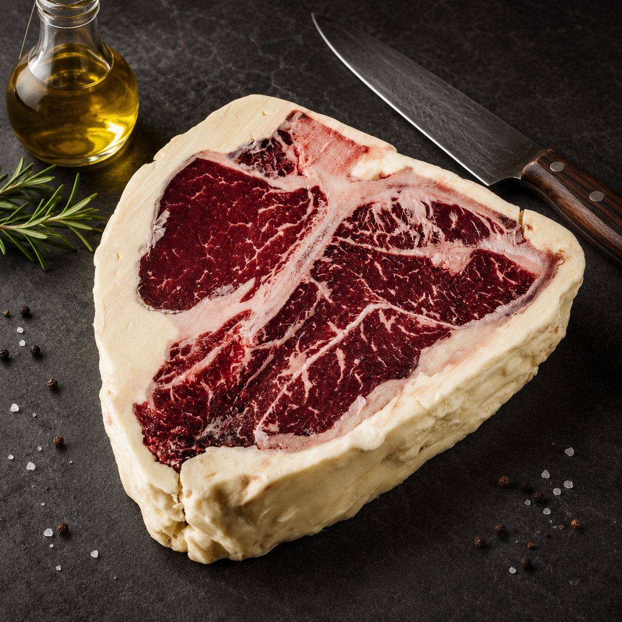 Porterhouse Butter Aged Black Angus Prime Grain Fed από την Creekstone Farms USA, με Striploin και Tenderloin. Ιδανικό για σχάρα, κάρβουνα ή φούρνο.