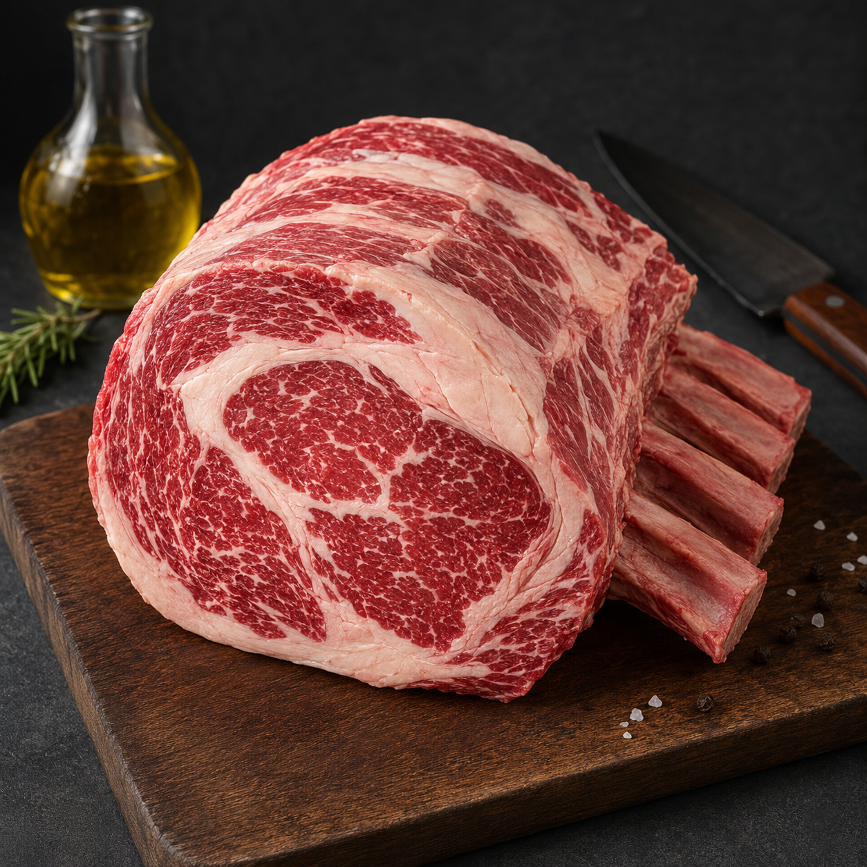 Rib Eye Bone In Roast Black Angus Grain Fed Greater Omaha USA, ιδανικό για αργό ψήσιμο στον φούρνο, reverse sear και barbecue με έμμεση φωτιά.