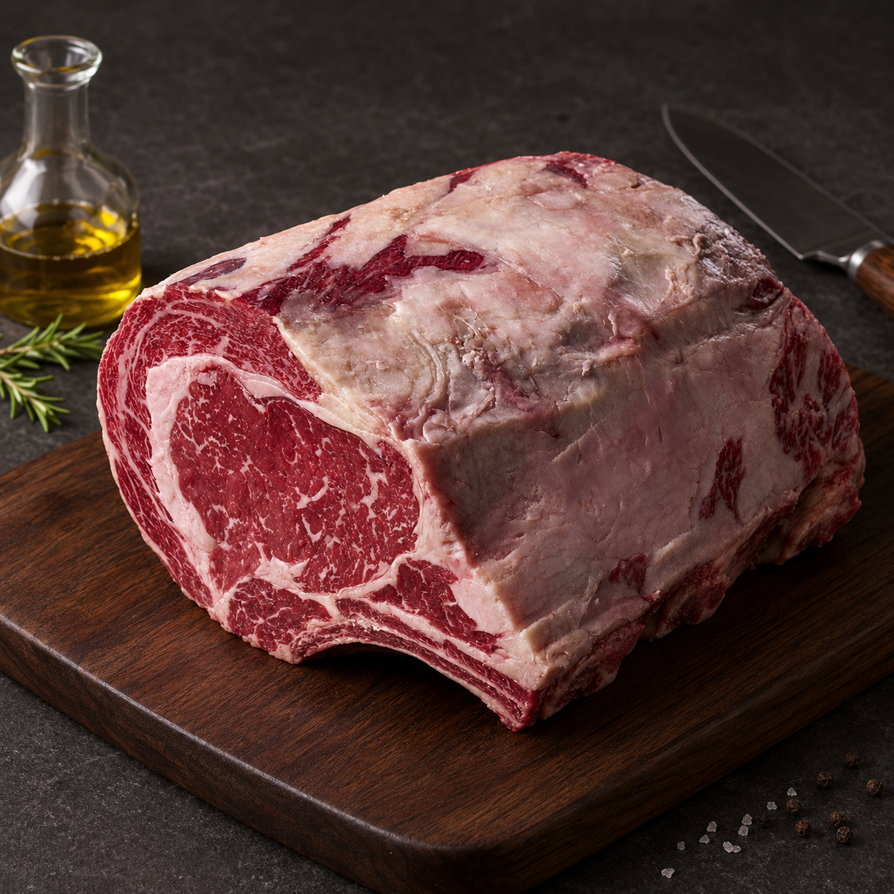 Rib Eye Bone In Roast Black Angus Prime Grain Fed Creekstone USA, ιδανικό για αργό ψήσιμο στον φούρνο, reverse sear και barbecue με έμμεση φωτιά.