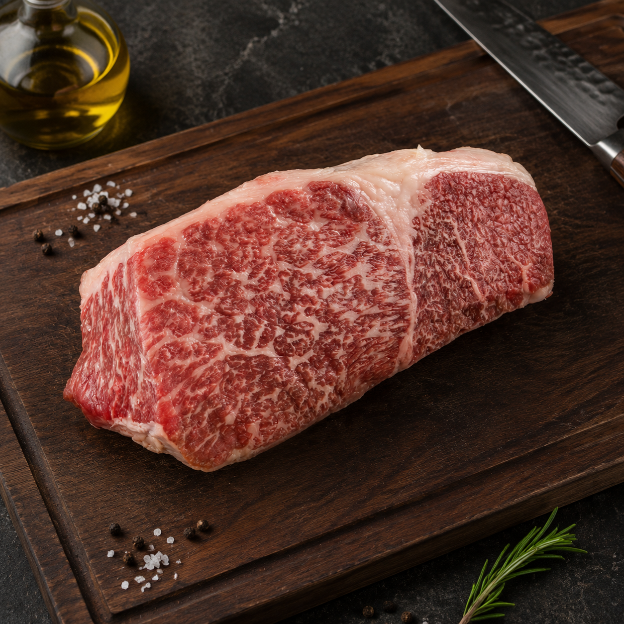 Rib Eye ιαπωνικού Wagyu A4 από την Kagoshima, με πλούσιο χαρακτήρα και μαλακή υφή. Ιδανικό για σύντομο ψήσιμο σε πλάκα ή μαντεμένιο τηγάνι.
