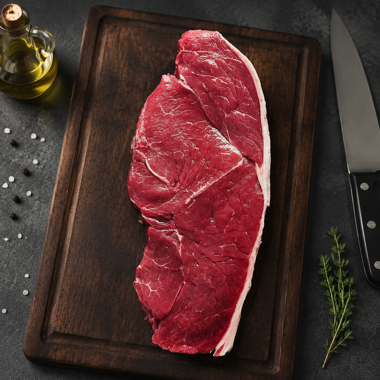 Rump Steak Grain Fed Devesa Αργεντινής, με έντονο κρεάτινο χαρακτήρα. Ιδανικό για σχάρα, κάρβουνα, μαντεμένιο τηγάνι και λεπτές φέτες.