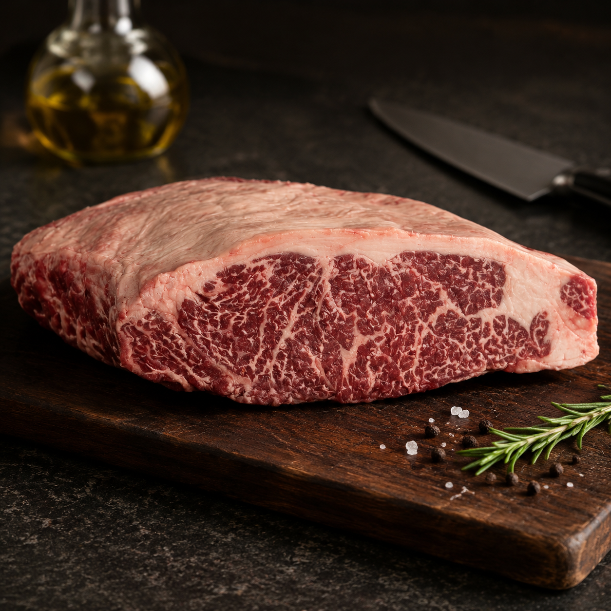 Striploin Black Angus Prime Grain Fed Creekstone USA, με έντονο κρεάτινο χαρακτήρα. Premium κοπή για σχάρα, μαντεμένιο τηγάνι ή roast.