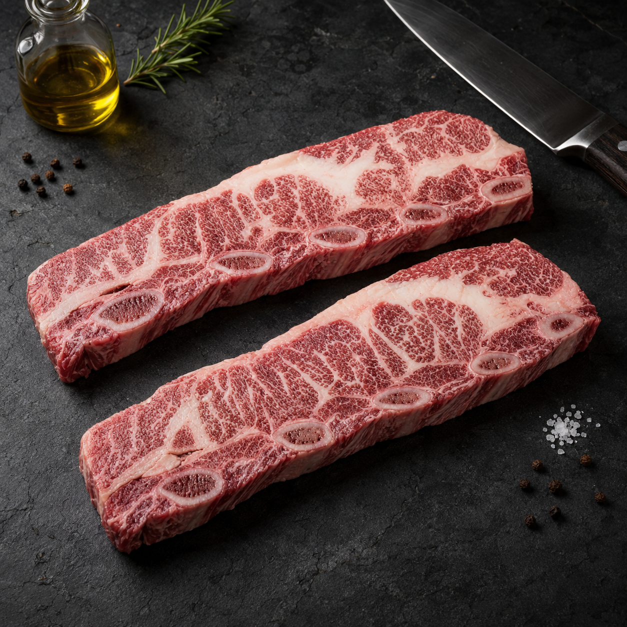Ωμό Asado de Tira Wagyu BMS 8+ Omaha USA με κόκαλο