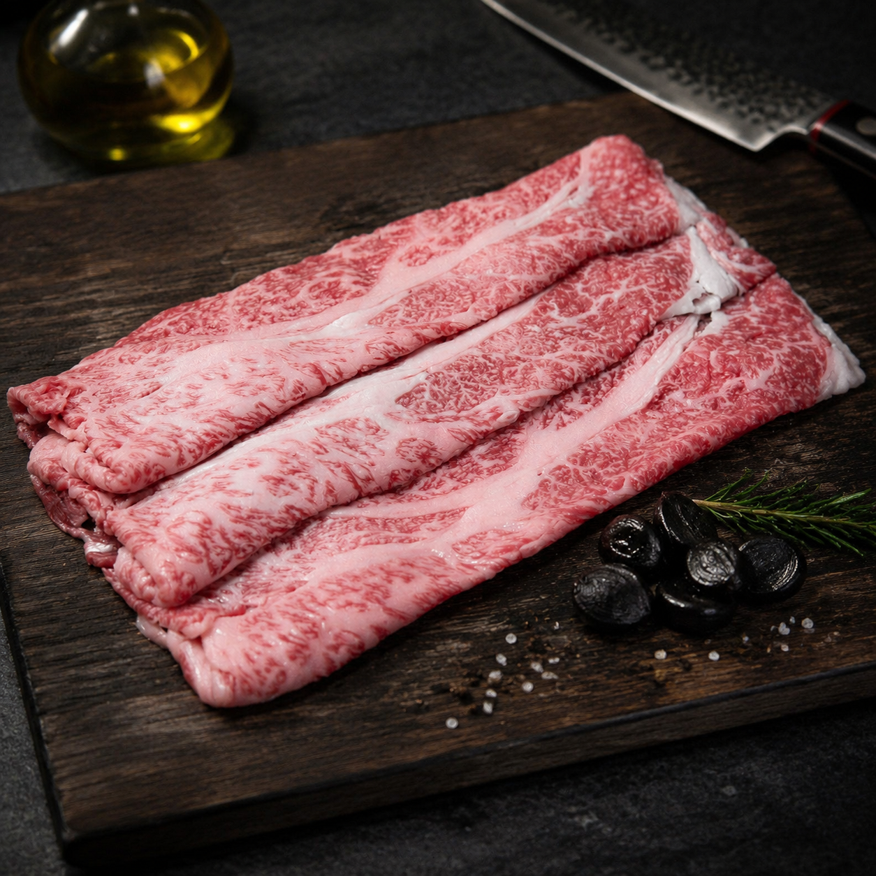 Taliata Steak Japanese Wagyu A4 με μαύρο σκόρδο, για σύντομο ψήσιμο σε μαντέμι ή σχάρα και σερβίρισμα σε λεπτές premium φέτες.