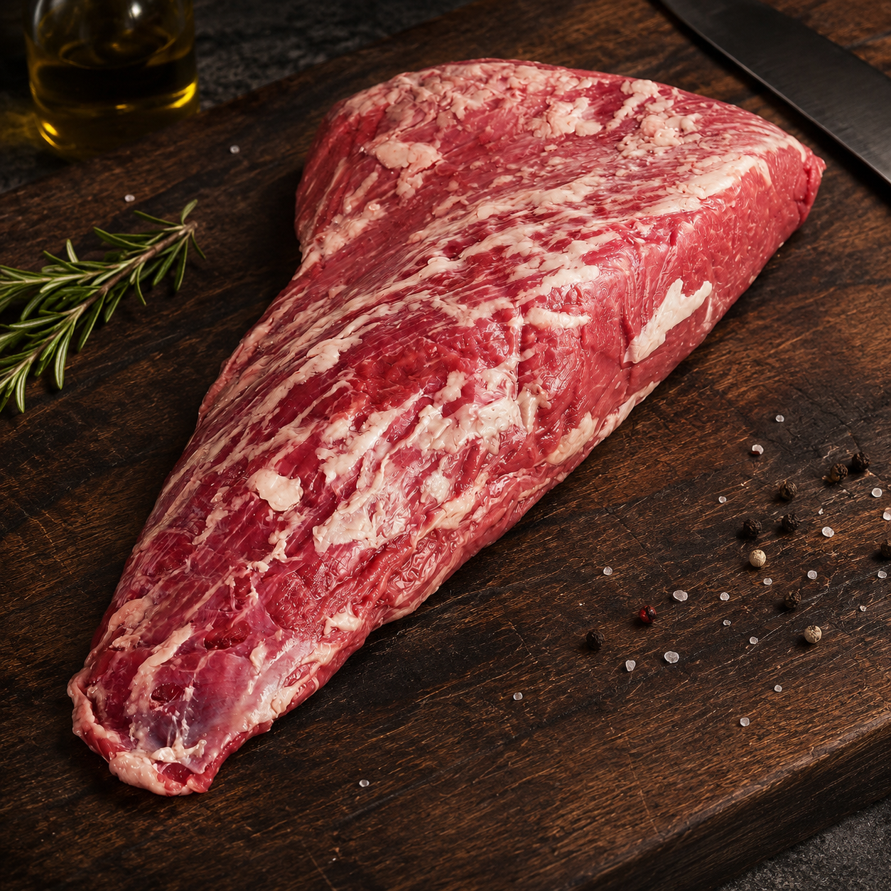 Ωμό Tri-Tip Black Angus Grain Fed Creekstone ΗΠΑ με χαρακτηριστικό τριγωνικό σχήμα